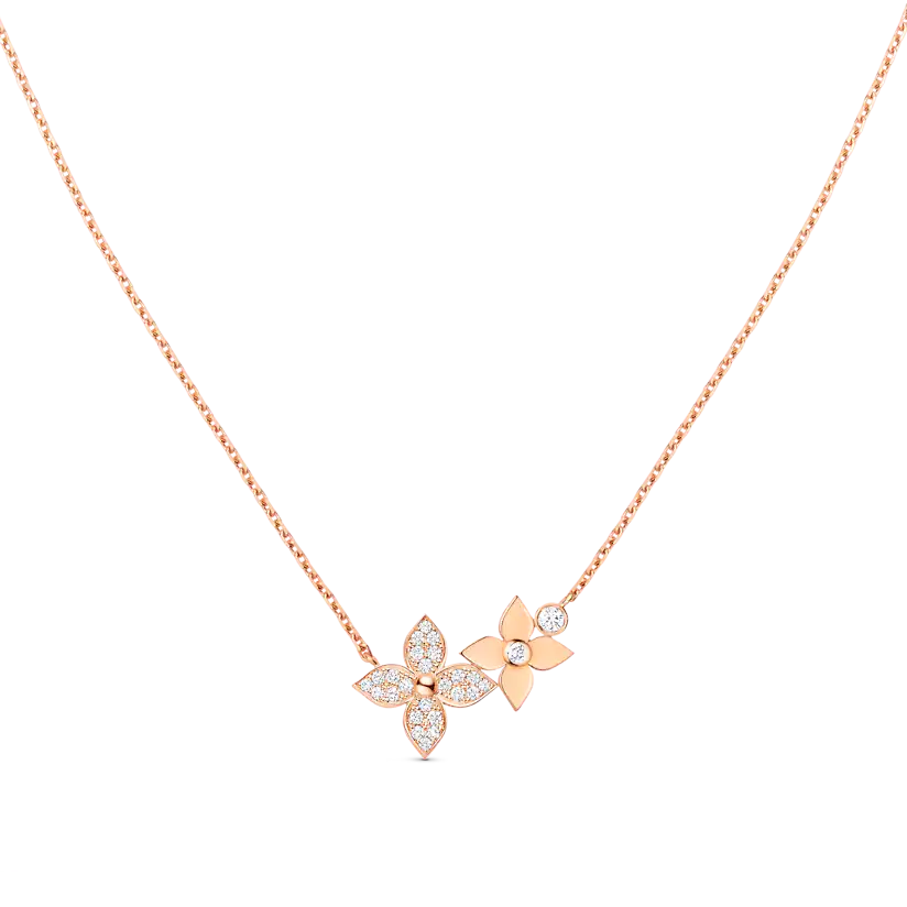 [LuckyStar]Sternblüten-Halskette Roségold mit Diamanten