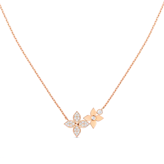 [LuckyStar]Sternblüten-Halskette Roségold mit Diamanten