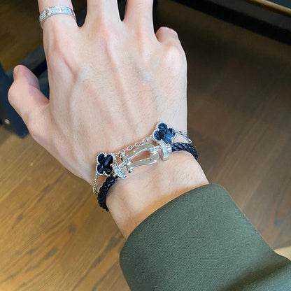 [LuckyStar] KLEEBLATT 5 MOTIV PIETERSIT SILBERARMBAND 