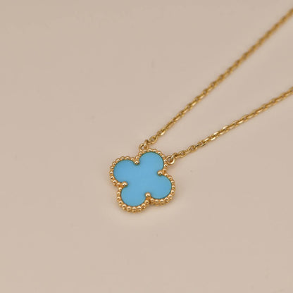 [LuckyStar]CLOVER 15MM VINTAGE TÜRKIS HALSKETTE