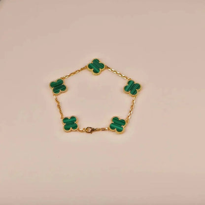 [LuckyStar]CLOVER 5 MOTIVE MALACHIT ARMBAND 