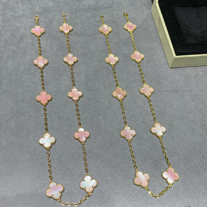 [LuckyStar]CLOVER 10 MOTIFS PINK MOP NECKLACE