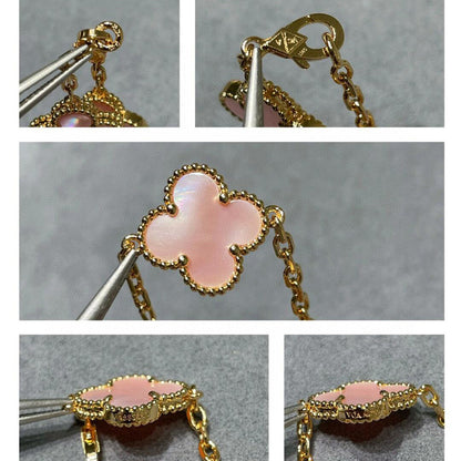 [LuckyStar]CLOVER 10 MOTIFS PINK MOP NECKLACE