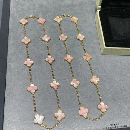[LuckyStar]CLOVER 10 MOTIFS PINK MOP NECKLACE