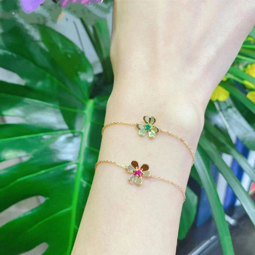 [LuckyStar]FRIVOLE GOLD BLUME ROSA MALACHIT ARMBAND