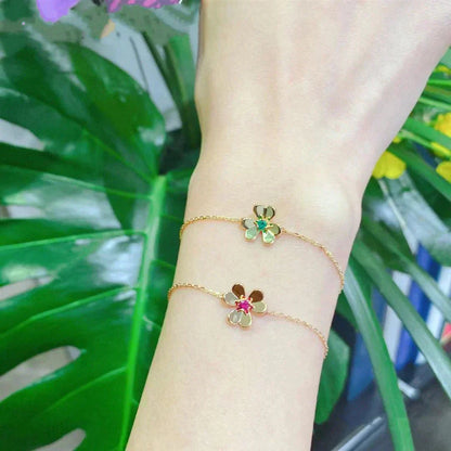 [LuckyStar]FRIVOLE GOLD BLUME ROSA MALACHIT ARMBAND