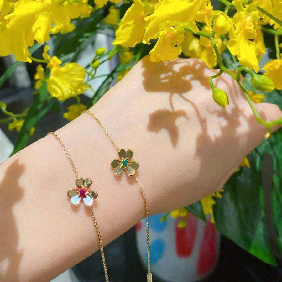 [LuckyStar]FRIVOLE GOLD BLUME ROSA MALACHIT ARMBAND