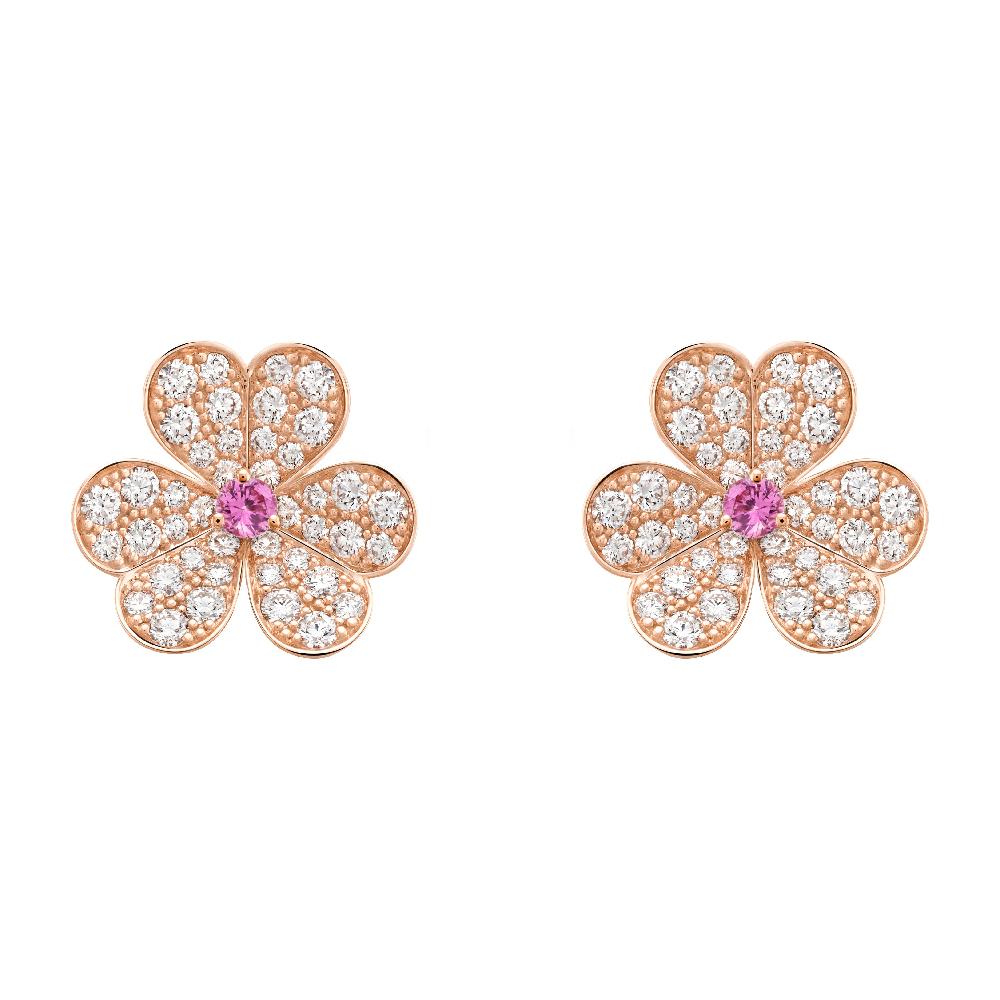 [LuckyStar]FRIVOLE ROTGOLD-OHRRINGE MIT BLUMENDIAMANTEN