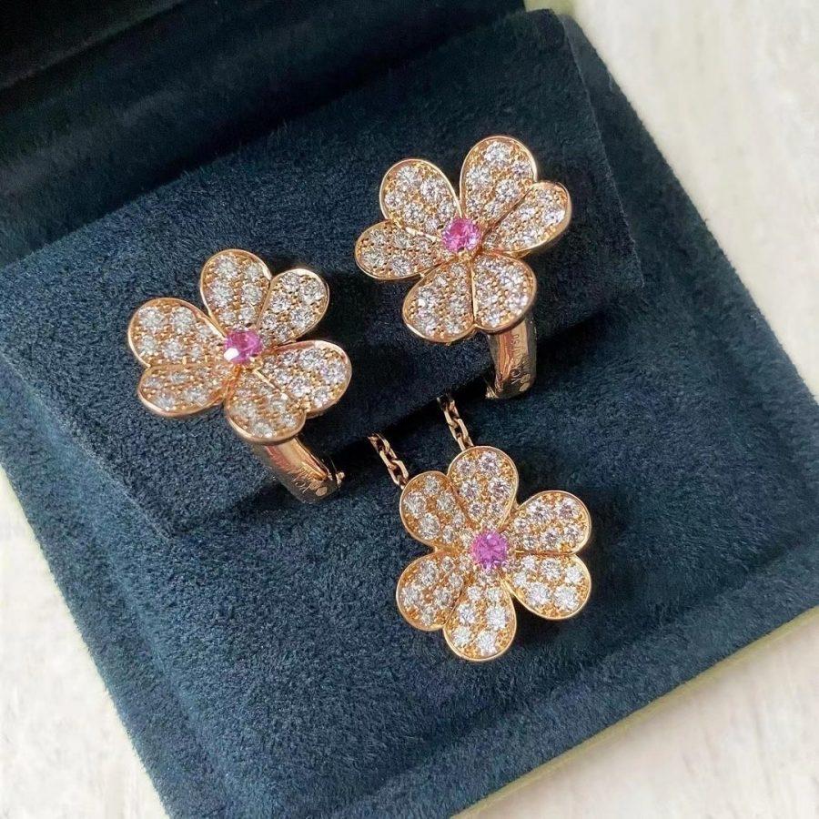 [LuckyStar]FRIVOLE ROTGOLD-OHRRINGE MIT BLUMENDIAMANTEN