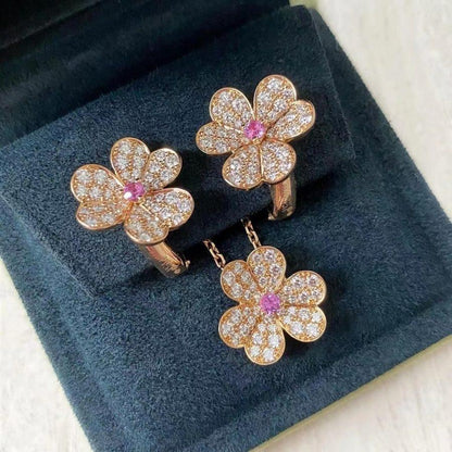 [LuckyStar]FRIVOLE ROTGOLD-OHRRINGE MIT BLUMENDIAMANTEN