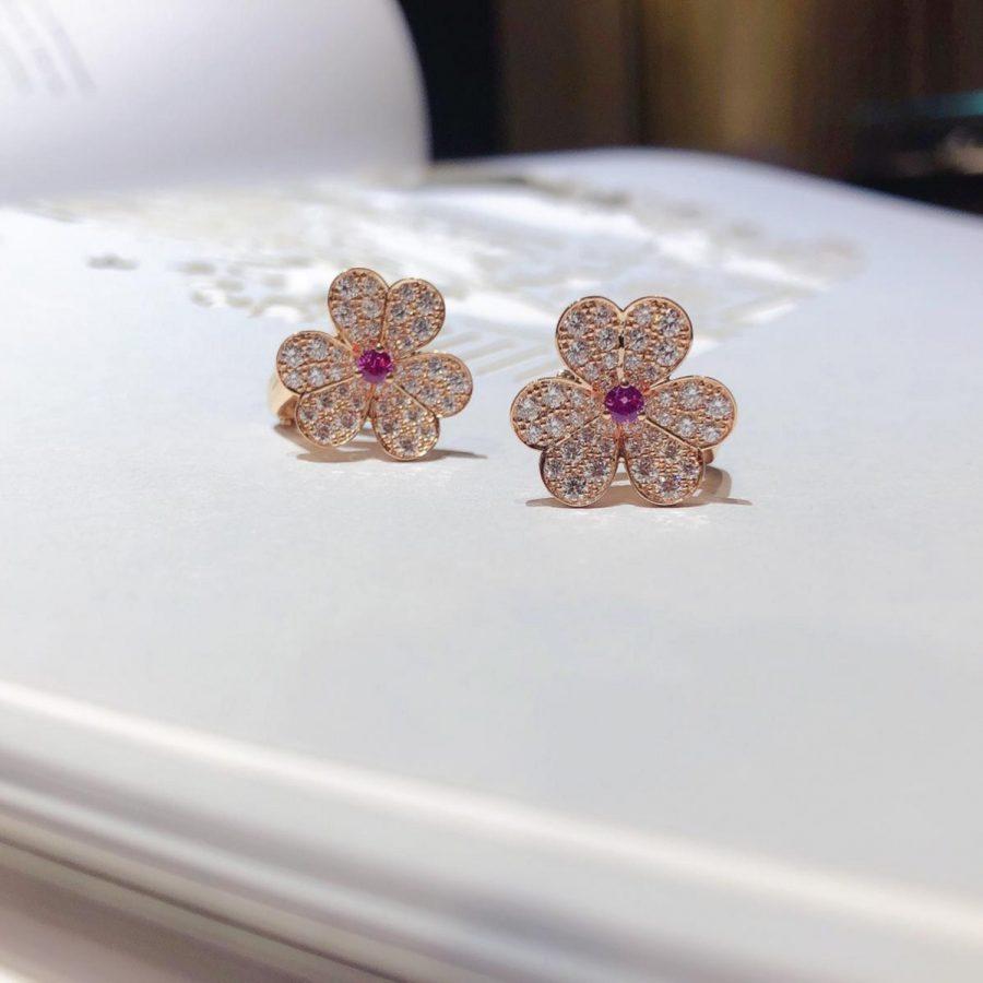 [LuckyStar]FRIVOLE ROTGOLD-OHRRINGE MIT BLUMENDIAMANTEN