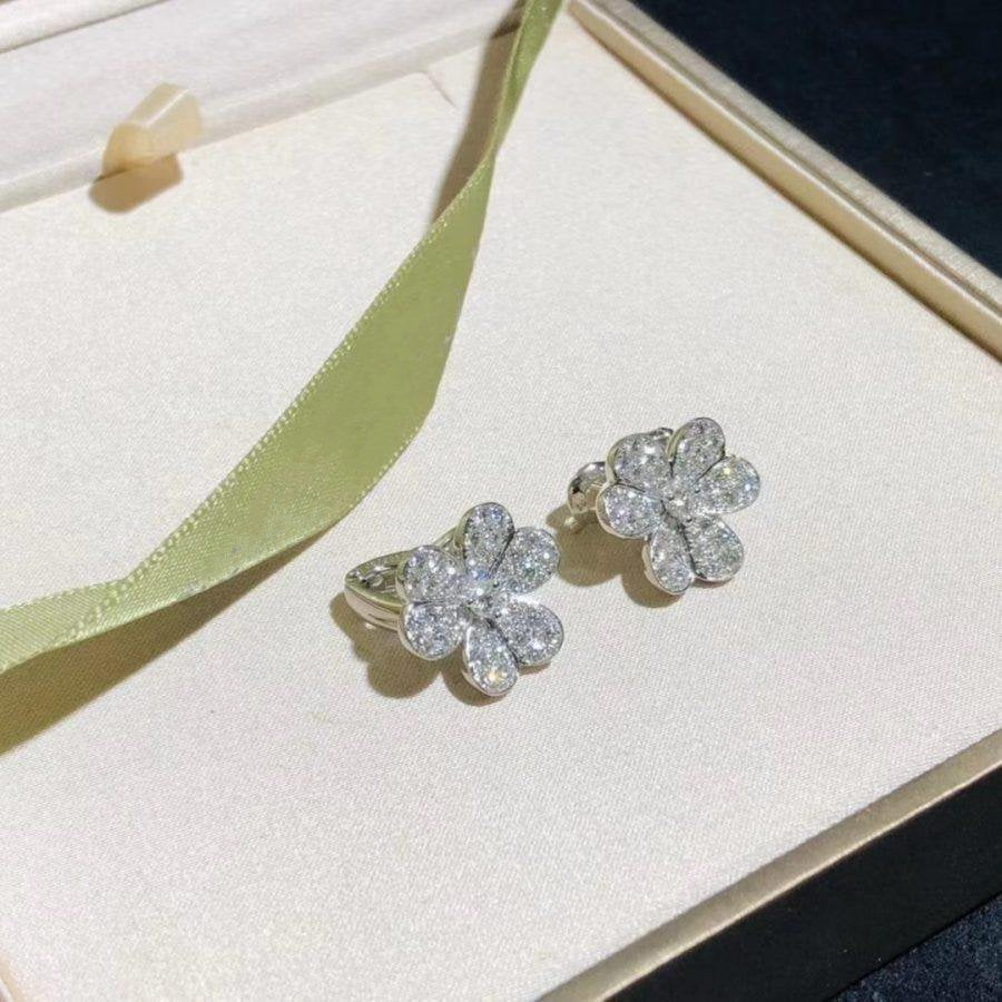 [LuckyStar]FRIVOLE SILBERNE BLUMEN-DIAMANT-OHRRINGE