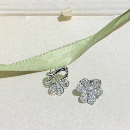 [LuckyStar]FRIVOLE SILBERNE BLUMEN-DIAMANT-OHRRINGE