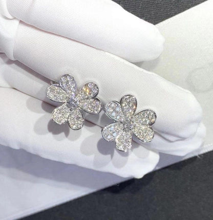 [LuckyStar]FRIVOLE SILBERNE BLUMEN-DIAMANT-OHRRINGE