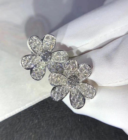 [LuckyStar]FRIVOLE SILBERNE BLUMEN-DIAMANT-OHRRINGE