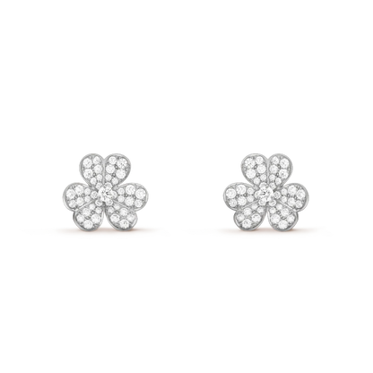 [LuckyStar]FRIVOLE SILBERNE BLUMEN-DIAMANT-OHRRINGE