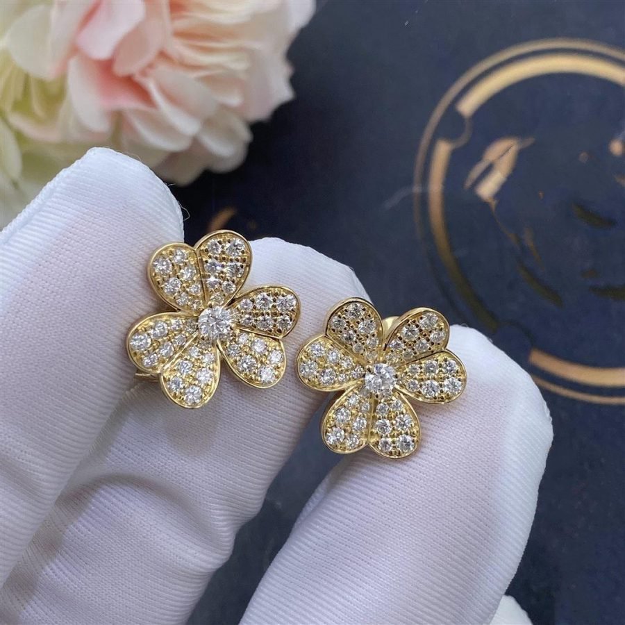 [LuckyStar]FRIVOLE GOLD BLUMEN DIAMANT OHRRINGE 