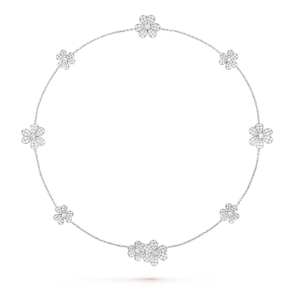 [LuckyStar]FRIVOLE SILBERNE HALSKETTE MIT 9 BLUMEN