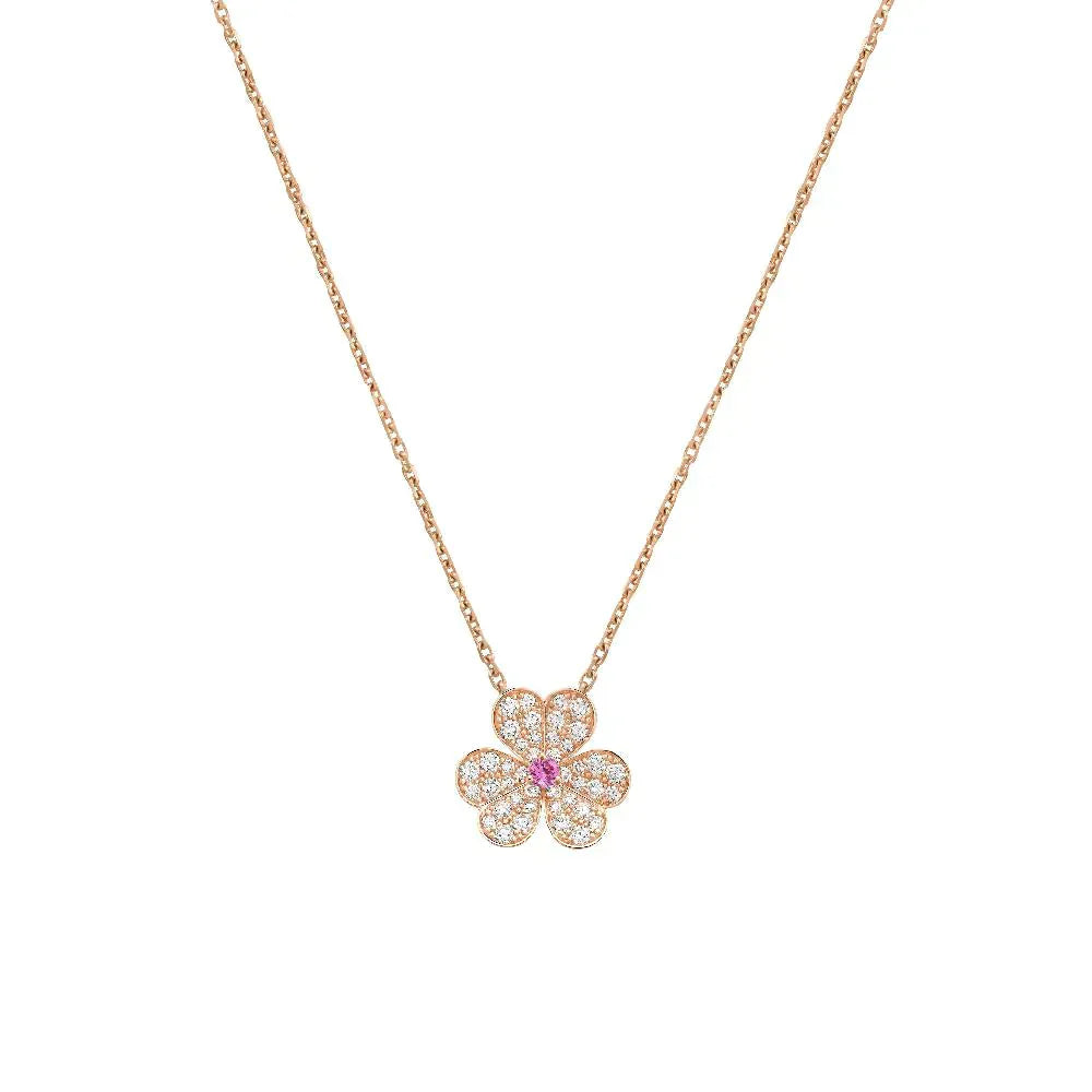 [LuckyStar]FRIVOLE ROSÉGOLD-HALSKETTE MIT BLUMEN UND DIAMANTEN