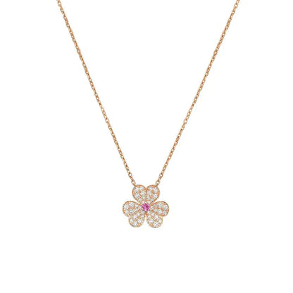 [LuckyStar]FRIVOLE ROSÉGOLD-HALSKETTE MIT BLUMEN UND DIAMANTEN