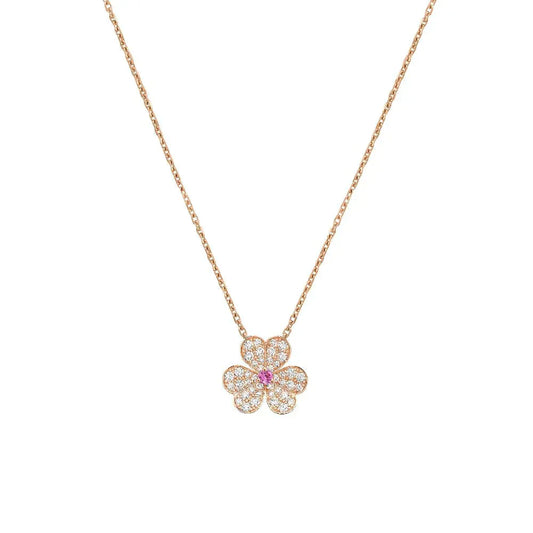 [LuckyStar]FRIVOLE ROSÉGOLD-HALSKETTE MIT BLUMEN UND DIAMANTEN