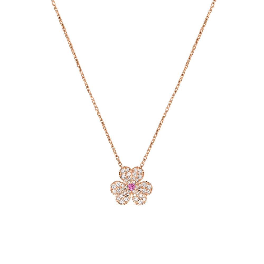 [LuckyStar]FRIVOLE ROSÉGOLD-HALSKETTE MIT BLUMEN UND DIAMANTEN