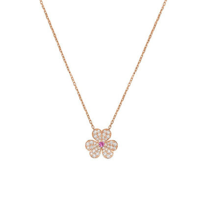 [LuckyStar]FRIVOLE ROSÉGOLD-HALSKETTE MIT BLUMEN UND DIAMANTEN