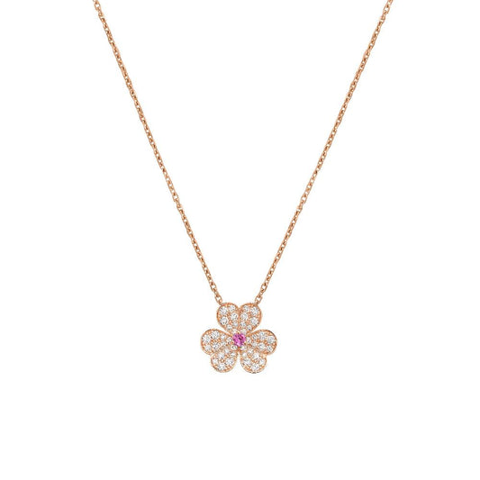 [LuckyStar]FRIVOLE ROSÉGOLD-HALSKETTE MIT BLUMEN UND DIAMANTEN