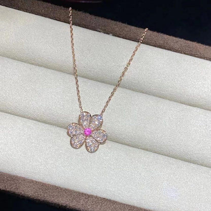 [LuckyStar]FRIVOLE ROSÉGOLD-HALSKETTE MIT BLUMEN UND DIAMANTEN