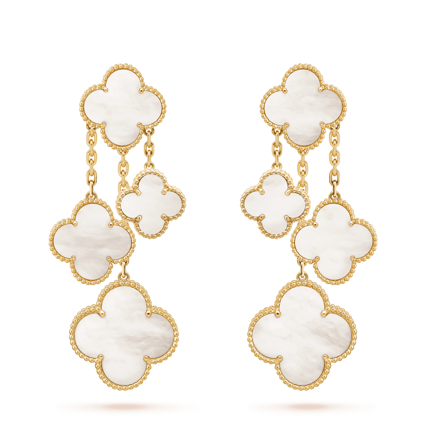 [LuckyStar]CLOVER OHRRINGE WEISS MOP 4 MOTIVE GOLD