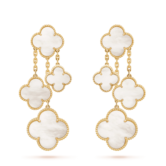[LuckyStar]CLOVER OHRRINGE WEISS MOP 4 MOTIVE GOLD