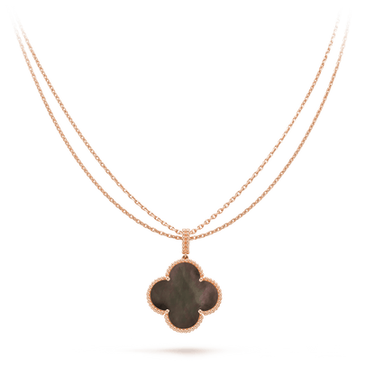 [LuckyStar]CLOVER 25MM GOLD DUNKEL MOP BIG CLOVER HALSKETTE