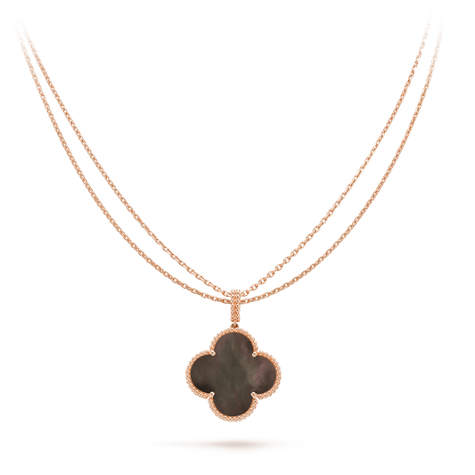 [LuckyStar]CLOVER 25MM GOLD DUNKEL MOP BIG CLOVER HALSKETTE