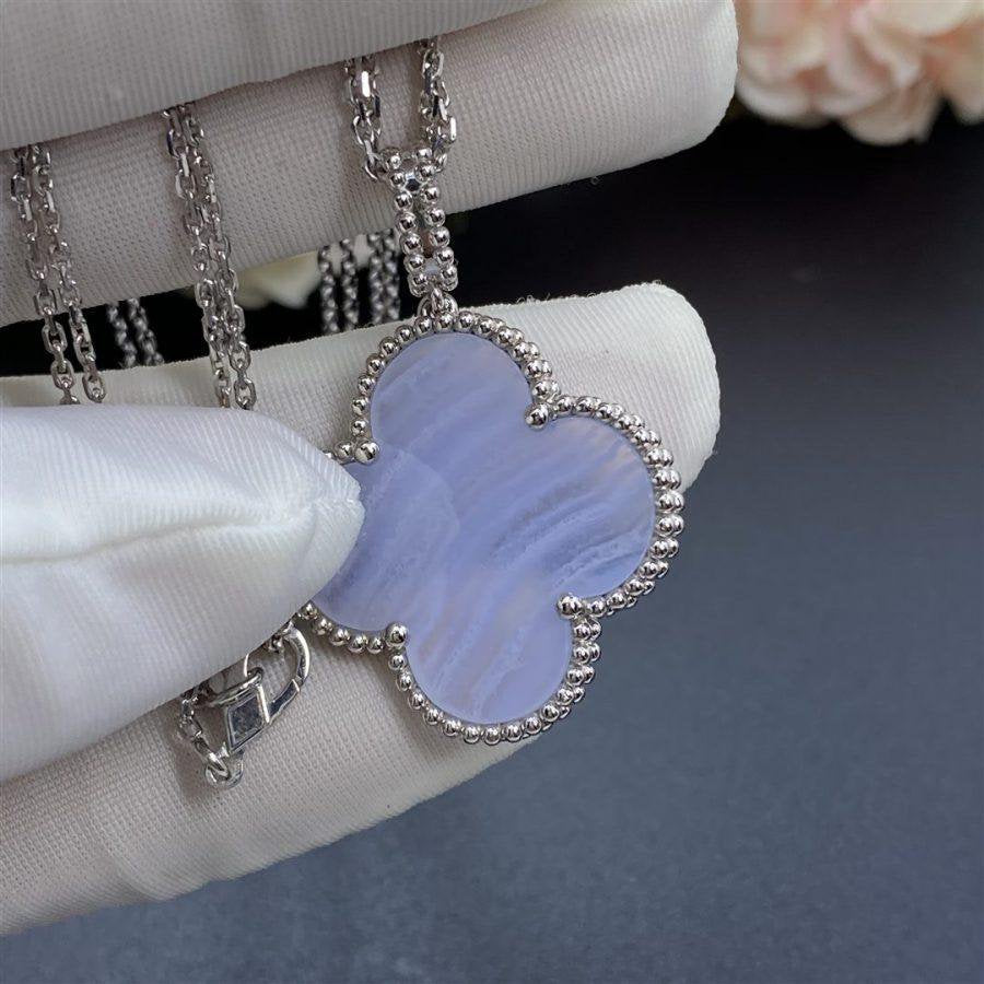[LuckyStar]CLOVER SILBER CHALCEDON GROßE CLOVER HALSKETTE