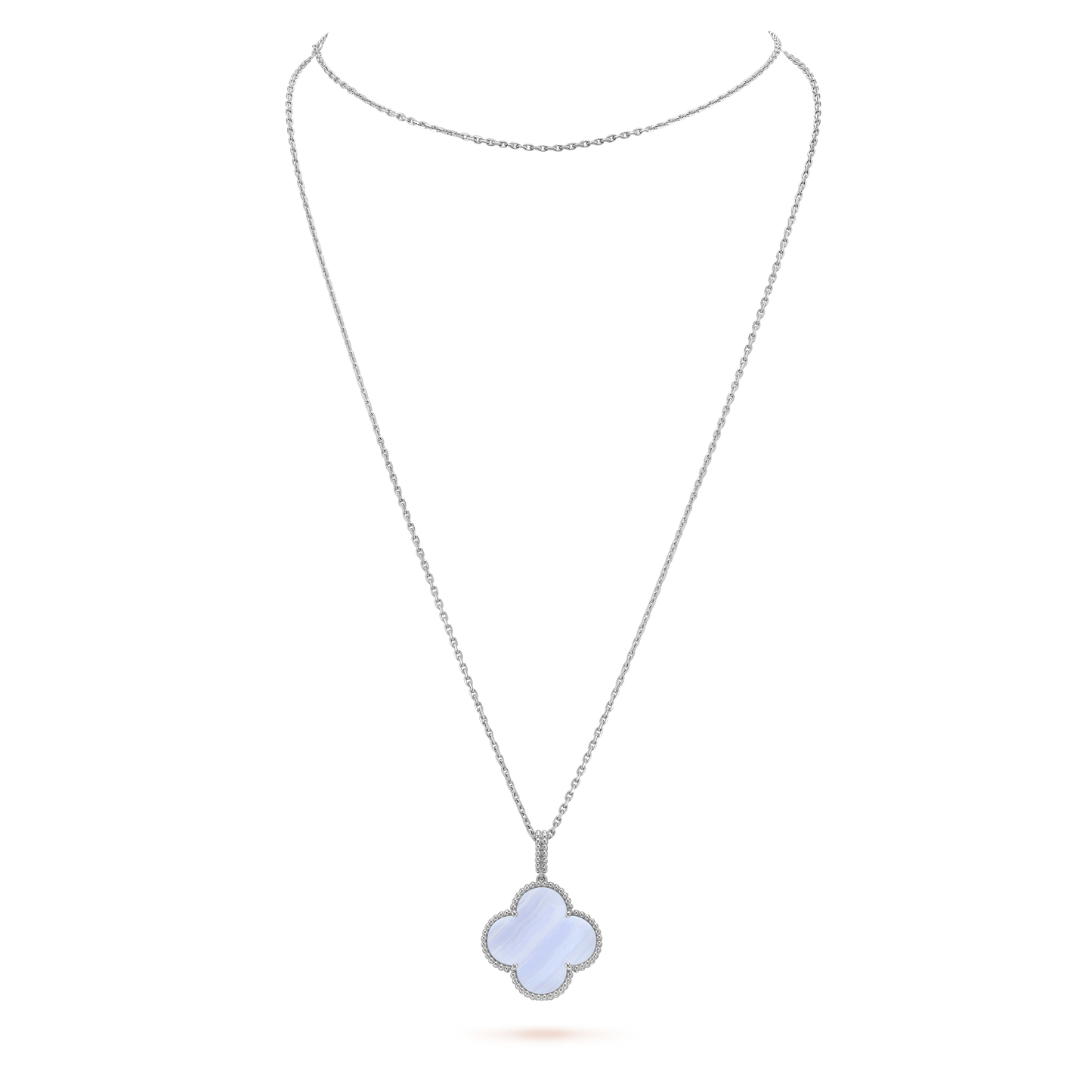 [LuckyStar]CLOVER SILBER CHALCEDON GROßE CLOVER HALSKETTE