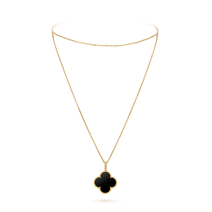 [LuckyStar]CLOVER 25MM GOLD ONYX GROßE KLEEKETTE