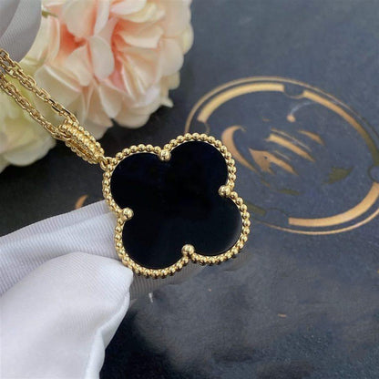 [LuckyStar]CLOVER 25MM GOLD ONYX GROßE KLEEKETTE