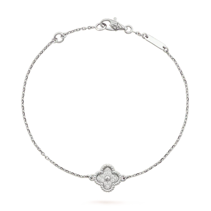 [LuckyStar]KLEE-ARMBAND MIT EINZELNER BLUME, SILBER