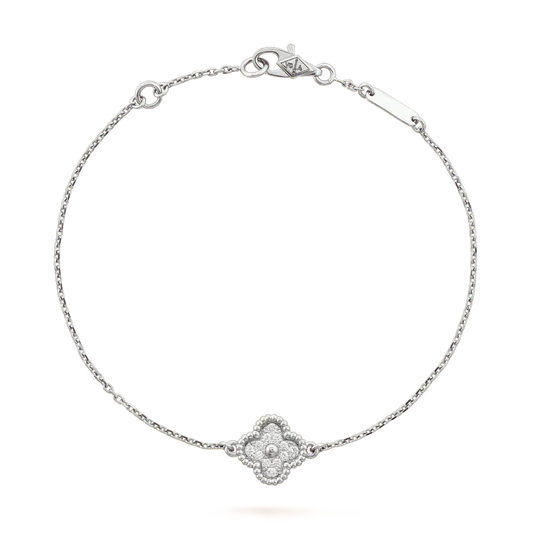 [LuckyStar]KLEE-ARMBAND MIT EINZELNER BLUME, SILBER