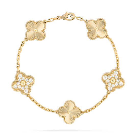 [LuckyStar]KLEE-ARMBAND 5 MOTIVE GOLD DIAMANT 
