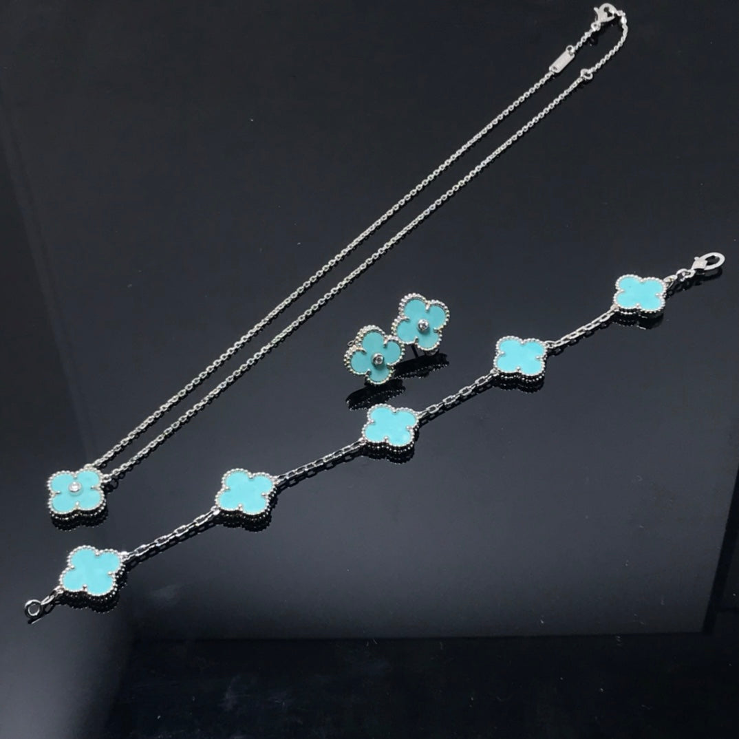 [LuckyStar]CLOVER 1 DIAMANT BLAUER HIMMEL SILBER OHRRINGE