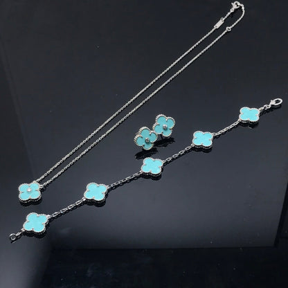 [LuckyStar]CLOVER 1 DIAMANT BLAUER HIMMEL SILBER OHRRINGE