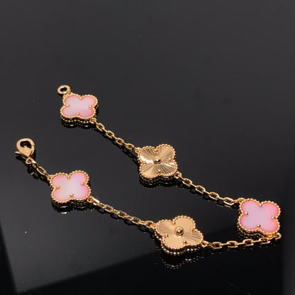 [LuckyStar]KLEE-ARMBAND MIT 5 MOTIV ROSA UND ROTGOLD