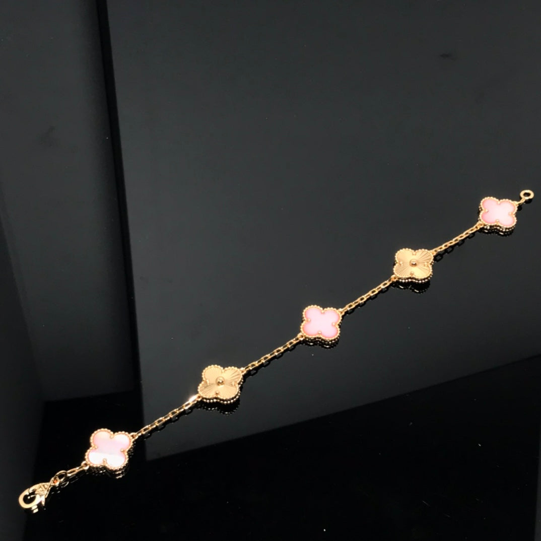 [LuckyStar]KLEE-ARMBAND MIT 5 MOTIV ROSA UND ROTGOLD