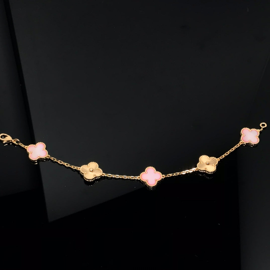 [LuckyStar]KLEE-ARMBAND MIT 5 MOTIV ROSA UND ROTGOLD