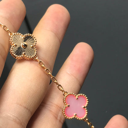 [LuckyStar]KLEE-ARMBAND MIT 5 MOTIV ROSA UND ROTGOLD