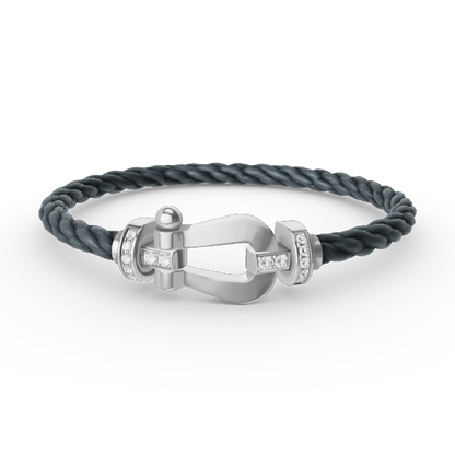 [LuckyStar]FORCE GROSSES HUFEISEN-HALBDIAMANTARMBAND SILBER