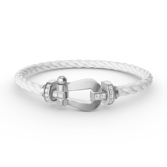 [LuckyStar]FORCE GROSSES HUFEISEN-HALBDIAMANTARMBAND SILBER