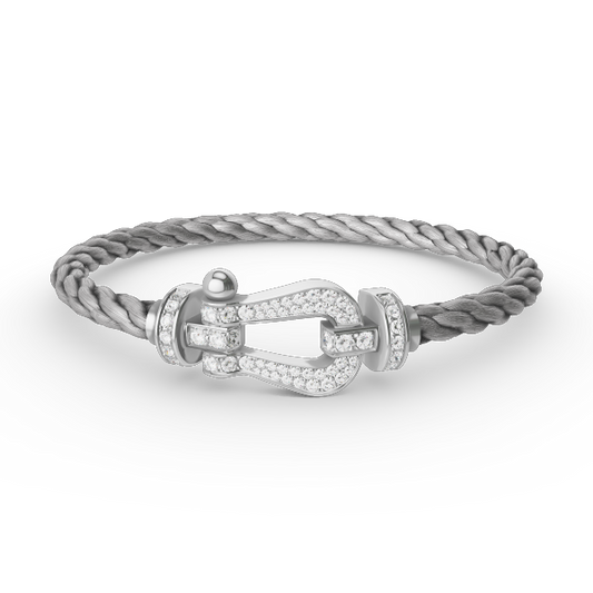 [LuckyStar]FORCE GROSSES HUFEISENARMBAND MIT VOLLMUNDDIAMANTEN SILBER