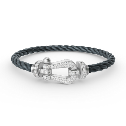 [LuckyStar]FORCE GROSSES HUFEISENARMBAND MIT VOLLMUNDDIAMANTEN SILBER